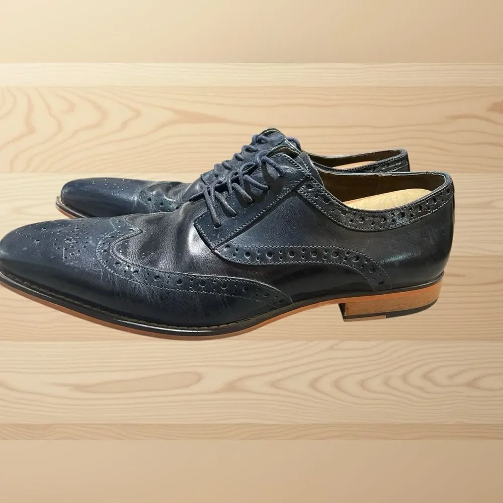 Stacy Adams Tinsley Wingtip Oxford Shoes Two-Tone‎ Blue Lace up Mens 10.